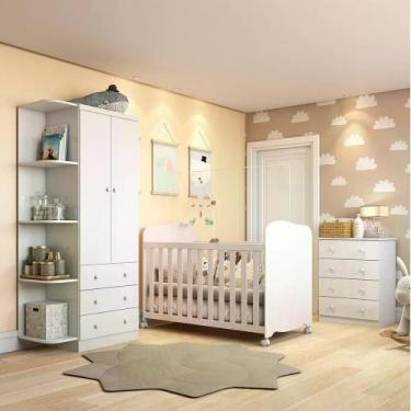 Imagem de Quarto de Bebê Completo com Guarda Roupa Cômoda e Berço Mini Cama 100%