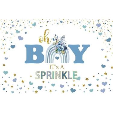 Imagem de Canessioa Oh Boy Baby Shower Backdrop It's A Sprinkle Blue Rainbow Heart Golden Star Colorful Dots Baby Baptism Party Background Announce Gravidez Banner Decorações de aniversário Adereços de estúdio