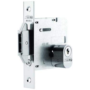 Imagem de Fechadura Stam 1006 p/ Porta Bater/Correr em Inox e Latão