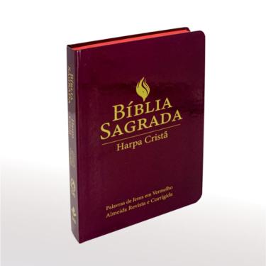 Imagem de Bíblia Sagrada com Harpa Cristã Letra Grande Capa Semiflexível Vinho