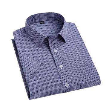 Imagem de Camisa Xadrez Masculina Plus Size 6XL - Manga Curta 100% Algodão - Pri