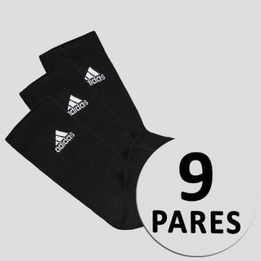 Imagem de Kit Meia Adidas 9 Pares Cano Alto Preta e Branca, P