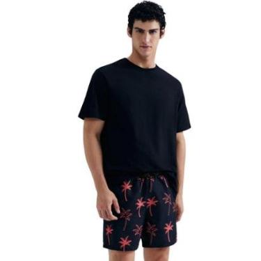 Imagem de Bermuda Masculina Hering Estampado Preto/Vermelho-Masculino