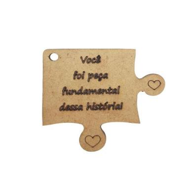 Imagem de Kit 50 Chaveiro Peça Quebra Cabeça com Frase Mdf Madeira - ATACADÃO DO