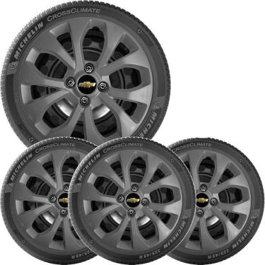 Imagem de 4X Calota Gm Onix Prisma Aro 14 Grafite Com Emblema 374Cb