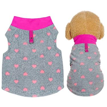 Imagem de Rbenxia 1 peça de suéter cinza com coração de cachorro com anel de trela, colete de lã macia, pulôver quente, roupas para cães de estimação, roupas de inverno para cães pequenos filhotes e gatos (grande)