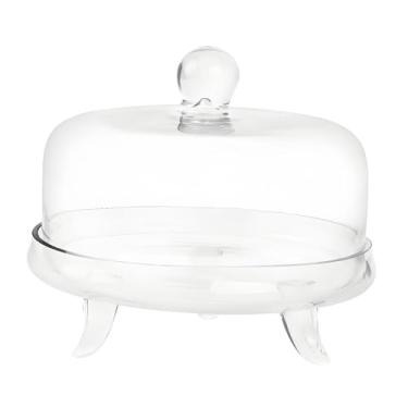 Imagem de IEUDNS Suporte de bolo de acrílico com tampa de cúpula, prato de bolo, travessa de servir, suporte de bolo, bandeja de sobremesa para festa de aniversário, L
