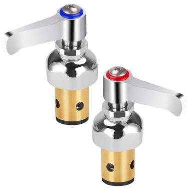 Imagem de Conjunto de eixo lateral quente e frio para conjunto de haste de torneira de latão T&S adequado para substituição de válvula Eterna 002713-40 002714-40 (1 par vermelho e azul)