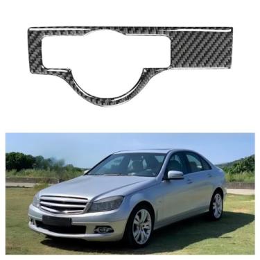 Imagem de IKUESM compatível com Mercedes Benz C CLASS W204 2007-2014 Fibra de carbono interruptor do farol do carro botão painel adesivo acabamento interno acessórios automotivos(L BLACK)
