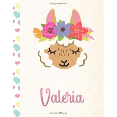 Imagem de Valeria: Personalized Llama Journal and Sketchbook. Journal and Notebook for Girls. 8.5"x11" with Lined and Blank Pages, Perfect for Sketching, Doodling, Noting and Writing