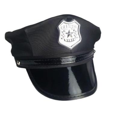 Imagem de Chapéu Quepe Boina Policial Officer Preto Fantasia Cosplay