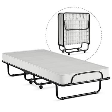 Imagem de DORTALA Cama dobrável de metal, colchão de espuma viscoelástica com estrutura de metal super resistente e resistente, cama de hóspedes portátil para casa e escritório, fácil de montar
