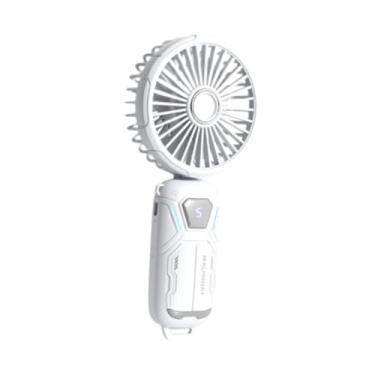 Imagem de Bothyi Fã de Mão Portátil Fan de Refrigeração Pessoal Compacto, 5 Velocidades Ajustáveis ​​de Mesa Display Digital para O Escritório Externo Interno, Branco