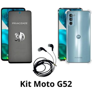 Imagem de Kit Capa Transparente + Película 3D Privacidade + Fone de Ouvido para 