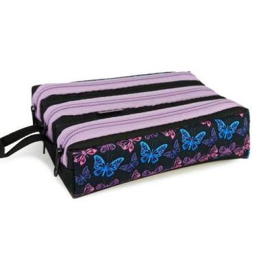 Imagem de Estojo Escolar Infantil 3 Divisórias Bolsinha Porta Lapis Caneta Organ