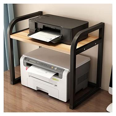 Imagem de Suporte de impressora de 2 níveis com prateleiras de armazenamento, organizador multiuso de armazenamento de prateleira de mesa para impressoras, fax, scanner, suporte de material de escritório para