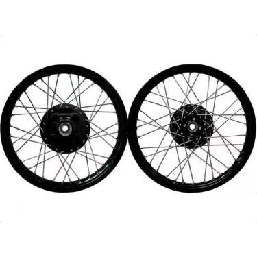 Imagem de Par Roda Aro Preto Cubo Preto Cg 125 Today 95 Á 99 Montada - Pro Tork