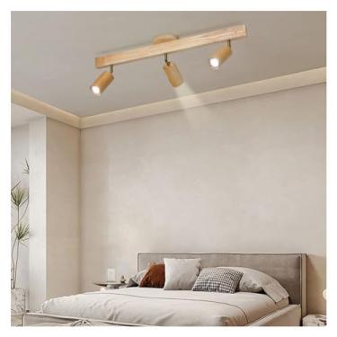 Imagem de Luminária de teto LED moderna de madeira compatível com corredor, quarto, banheiro, loja, corredor, trilho, luminária, lustre longo com holofote, lustre de cristal para sala de estar