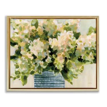 Imagem de Stupell Industries Vaso de hortênsias pontilhadas flutuador dourado tela emoldurada arte design de parede por Katrina Pete, 89 x 63 cm