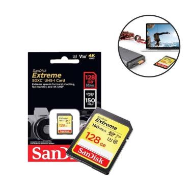 Imagem de Cartão de memória 128gb sandisk sdxc extreme + leitor