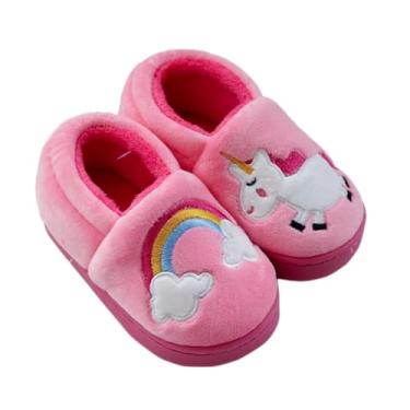 Imagem de vandimor Pantufas infantis para meninas e meninos chinelos de inverno macios de pelúcia interna para meninos e meninas, Rosa, 12.5-13 US Little Kid