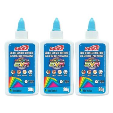 Imagem de Kit 3 Cola para EVA multiuso 90g Radex, uso artístico e profissional