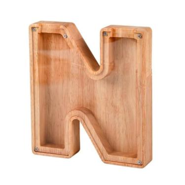 Imagem de Caixa de madeira para guardar moedas, caixa de dinheiro, cofrinho para crianças, decoração de casa - N