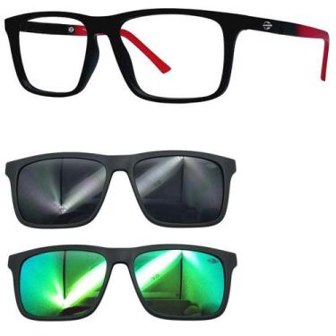 Imagem de Oculos Mormaii Swap 4 6112 A82 com 2 Clip On Cinza e Verde, A82