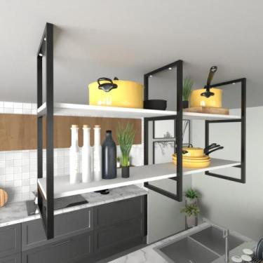 Imagem de Prateleira industrial cozinha suporte para prateleira industrial nicho