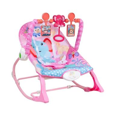 Imagem de Cadeira de Descanso Bebê Balanço Vibratória Baby Style até 18kg Brinquedo Musical Suave Vibração Relaxante Cinto de Segurança Mobile Barra de Brinquedos Interativa INMETRO (Rosa)