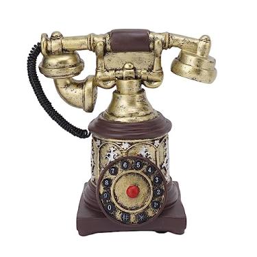 Imagem de GRCFUMO Modelo de telefone decorativo retrô grande, decoração de telefone com discagem retrô criativa, estatueta de telefone antigo modelo de decoração de janela de bar de café (-28)