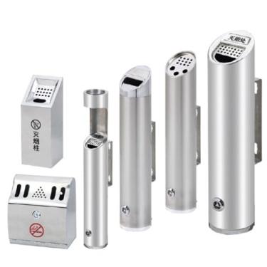 Imagem de Coluna de cinzas Pilar de cinzas de aço inoxidável para ambientes internos e externos, cinzeiro de parede para hotel, coleção de pontas de cigarro, cor prata Coluna de cinzas de chão