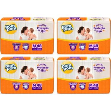 Imagem de KIT 4 Fraldas Pom Pom Derma Protek Mega Tamanho M C/ 48 Unidades