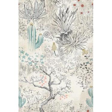 Imagem de Forro de prateleira floral de cacto aquarela papel de contato descascar e colar cactos cinza papel de parede duna para armários, prateleiras, cômodas, gavetas, decoração de móveis de parede, 43 x 283
