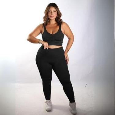 Imagem de Conjunto Plus Size Academia Legging Modeladora Top Franzido-Feminino
