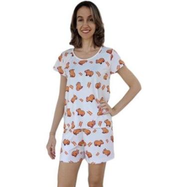 Imagem de Pijama Adulto Manga Curta Estampa Capivara-Feminino