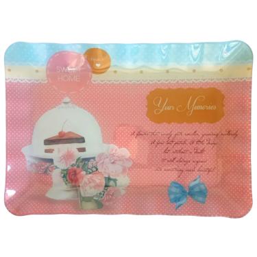 Imagem de Travessa Para Bolo Rocambole Pães Vidro - Sweet Home 33x23x5cm -Saldão