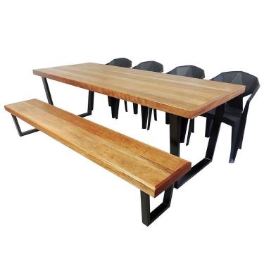 Imagem de Jogo Mesa E Banco Industrial Diamond 2,50m E 4 Cadeiras