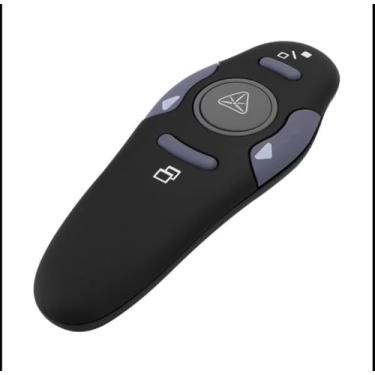 Imagem de Apresentador Sem Fio para PowerPoint, Controle Remoto com Laser, USB 2.4GHz, 110mm x 50mm, Preto