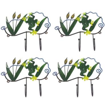 Imagem de Gancho Ferro Enfeite Sapo Kit 4 Uni Porta Chaves Chapeu Bone Decoraçao Parede Pendura Casa Quarto Sala