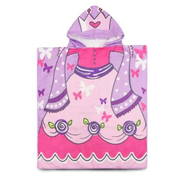 Imagem de Toalha Poncho De Praia Infantil Com Capuz Princesa