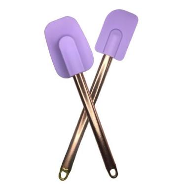 Imagem de Kit Espatula De Silicone E Colher Pão Duro Rosé Gold Grande - Mercado 