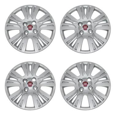 Imagem de Jogo de Calotas Aro 13 220CB-PTA + Emblema Alumínio Fiat V - Garagem O