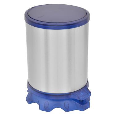 Imagem de Lixeira Tramontina com Pedal Sofie em Aço Inox e Plástico Inox/Azul – 5 L