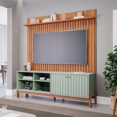 Imagem de Conjunto Rack Holanda e Painel Trend para Tv de até 70 Polegadas 100% Mdf Espresso Móveis Cinamomo/Sálvia