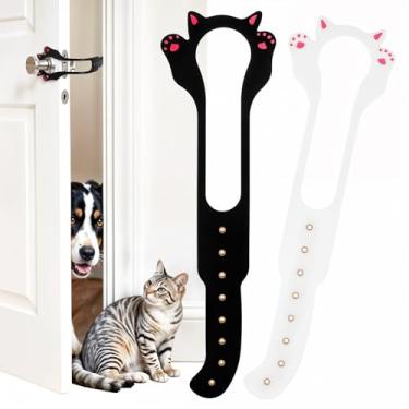 Imagem de Trava de gato para porta, 2 peças, adereço de porta, abridor de gato para gatos, mantenha cães fora mais fortes, portas flexíveis, suporte para gatinhos, trava flexível, suporte para gatos, sem