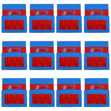 Imagem de Icegrey Pacote com 12 bolsos traseiros para cadeira de feltro para cadeira escolar organizador de bolso com compartimento para etiqueta, vários bolsos para escola, casa, sala de aula, jardim de