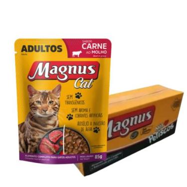 Imagem de Kit petiscos sache magnus para gatos ração úmida alimento pet 18un - A