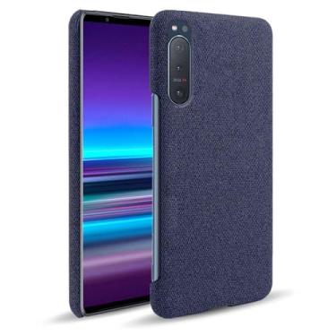 Imagem de Capa para Sony Xperia 5 II,Capa desenhada em lona,Case Protetora Ultrafina com Empunhadura Macia,Design em Tecido Antichoque e Antiarranhões-Blue