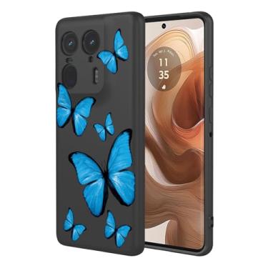 Imagem de KOARWVC Capa de celular para Moto Edge 50 Ultra, XT2401-2 capa fofa com estampa de borboleta design fino protetor macio TPU bumper capa de telefone para Motorola Edge 50 Ultra Black Butterfly